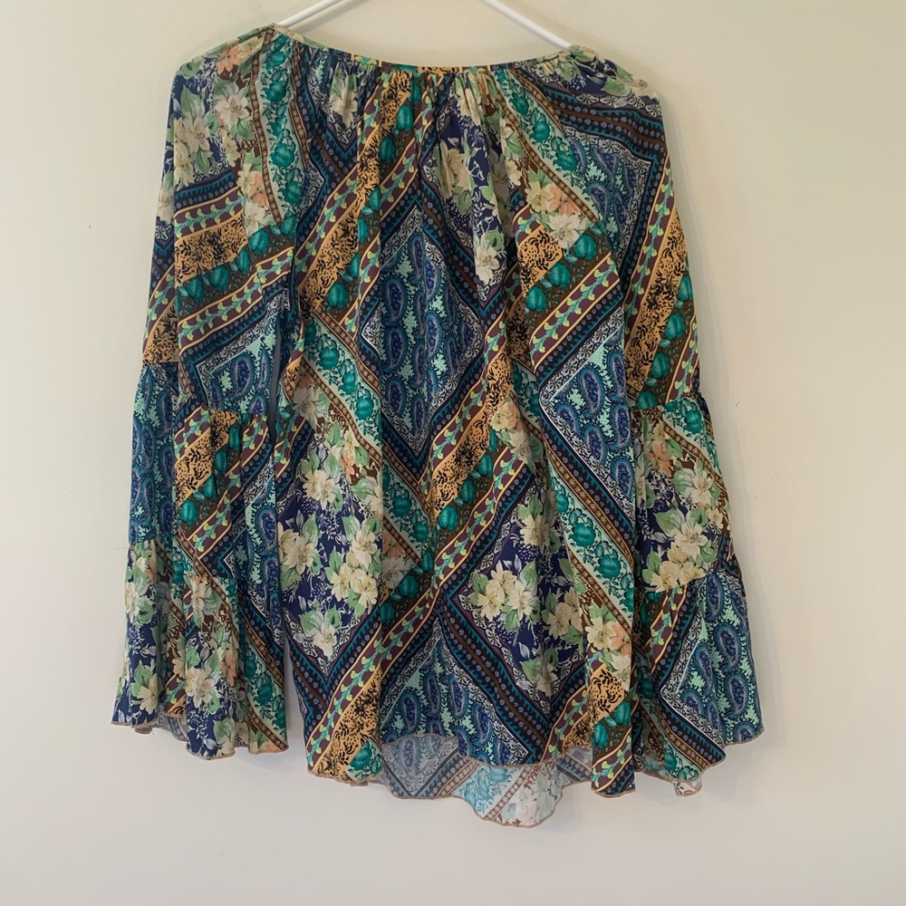 Johnny Was Blue Green Blouse Resort Wear